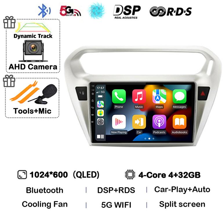 Android 14 Carplay Car Radio For Peugeot 301 Citroen Elysee 2013 2014 2015 2016 2017 2018 Multimedia Video Player GPS Stereo DSP
