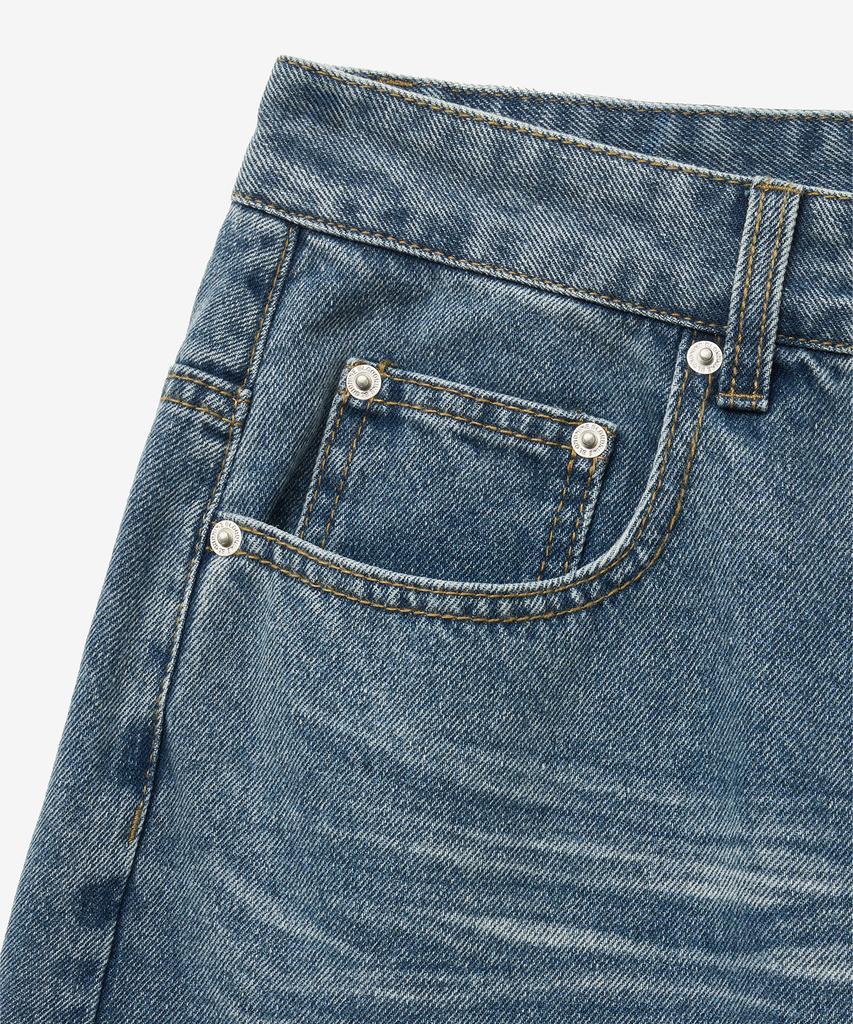 BLOND9 Vintage Washed Bermuda Denim Pants [Vintage Blue]