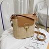 2025 Summer New Crossbody Straw Bag Hand-to-hand Women's Bag Hollow Woven Vacation Bag Shoulder Bucket Bag