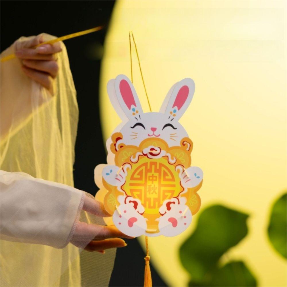 Handmade Handheld Rabbit Lantern Cartoon Traditional Craft Lantern  Mid-Autumn Festival
