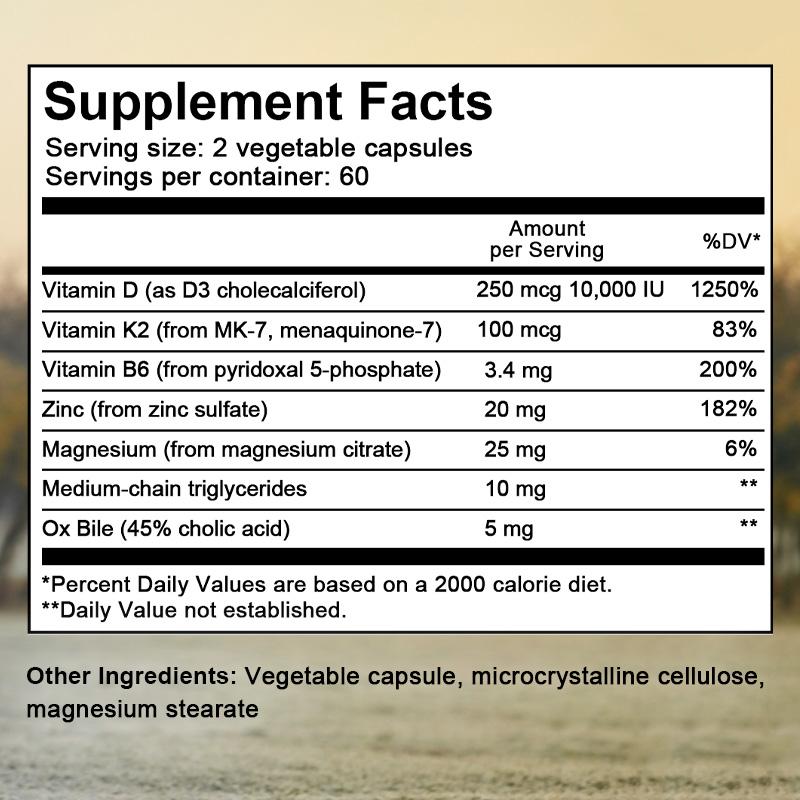 Didacat Vitamin D3 & K2 10000 IU, USDA Organic 120 Capsules Bone & Immune Health Supplement