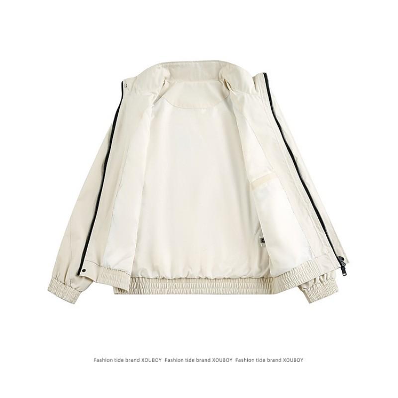 Minimalist Utility Jacket Men Women Stand Collar Zip Front Asymmetrical Slant Pockets Drawstring Hem Loose Fit
