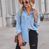 Solid Casual Loose Denim Shirts for Women 2023 Autumn Vintage Women's Oversized Shirts and Blouses Fashion Youth Female Tops