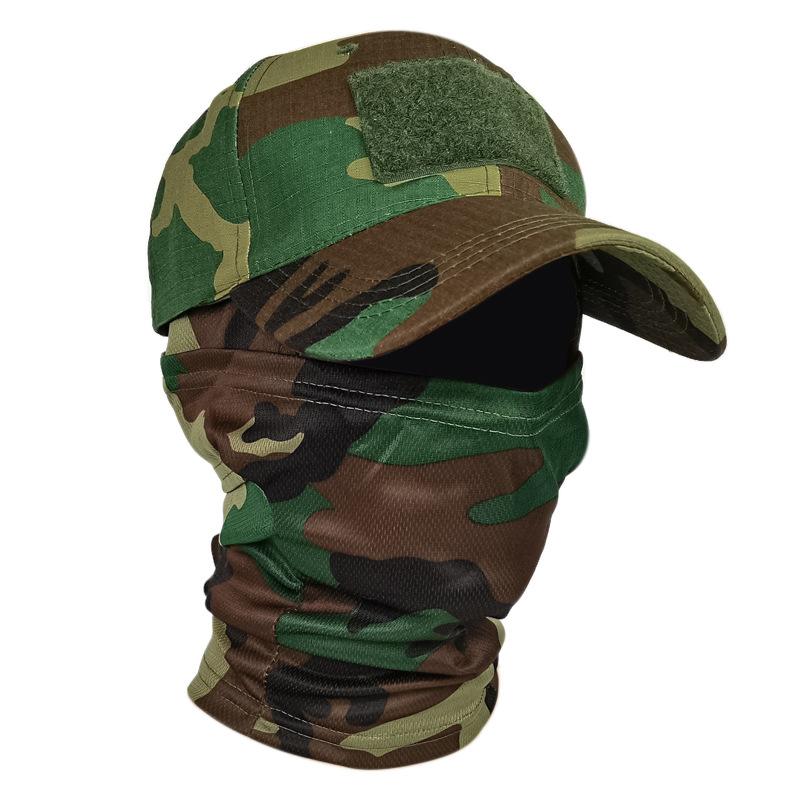 Outdoor Tactical Camouflage Baseball Cap Set Full Face Balaclava Hat Breathable Windproof Four Seasons Sports Fishing Hiking