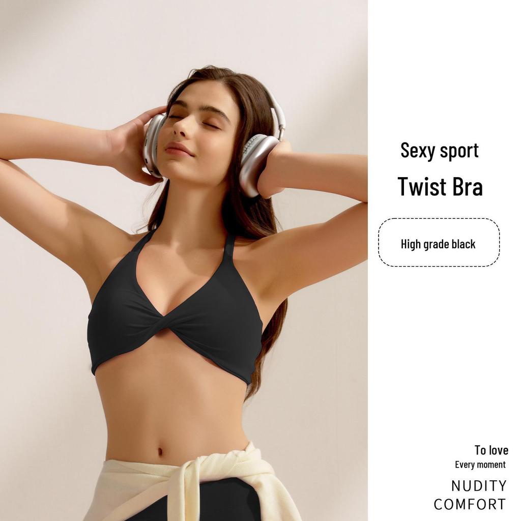 Ударопрочный спортивный бюстгальтер на бретельках с перекрестной спиной, подушечками для груди и боковым покрытием - Тонкий спортивный топ для йоги
