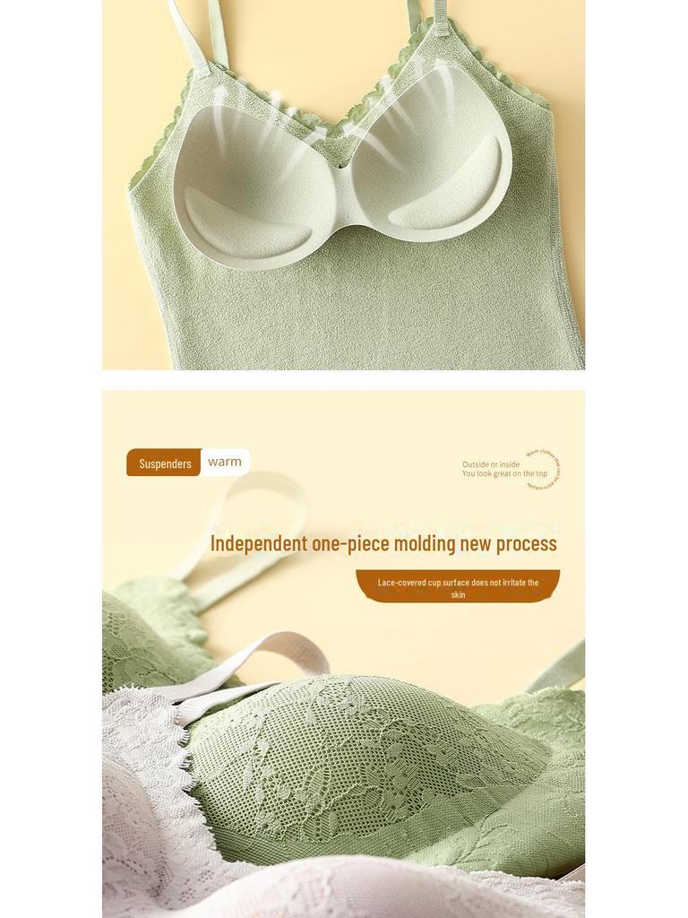 Женский двухсторонний бархатный жилет-комбинезон с нагрудными накладками, подкладкой из шелкового кашемира и бесшовным кружевным термобельем