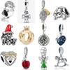 Браслет Pandora из сплава с бусинами в виде капающего сердца: Подвески Лошадка-качалка и Птичка