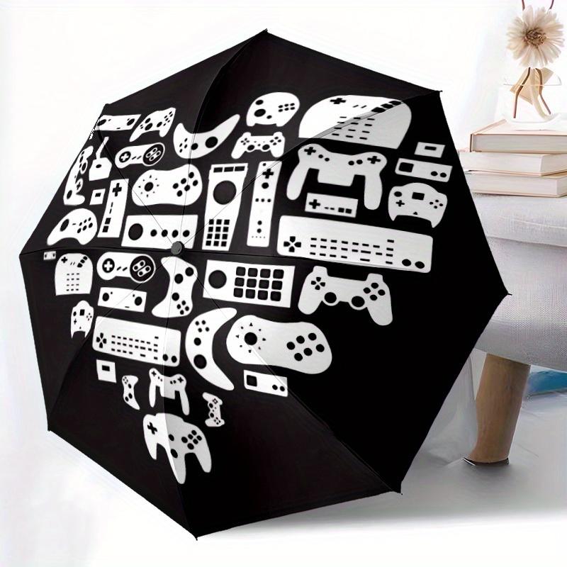 1pc Gamer Console Automatic Folding Umbrella Portable Collapsible Design, 8-Rib Iron Frame, Durable Fabric, All-Season Casual Outdoor 169