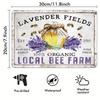 Vintage Metal Wall Art Bee Lavender Farmhouse Decor Kitchen Garden Print Rustic Home
