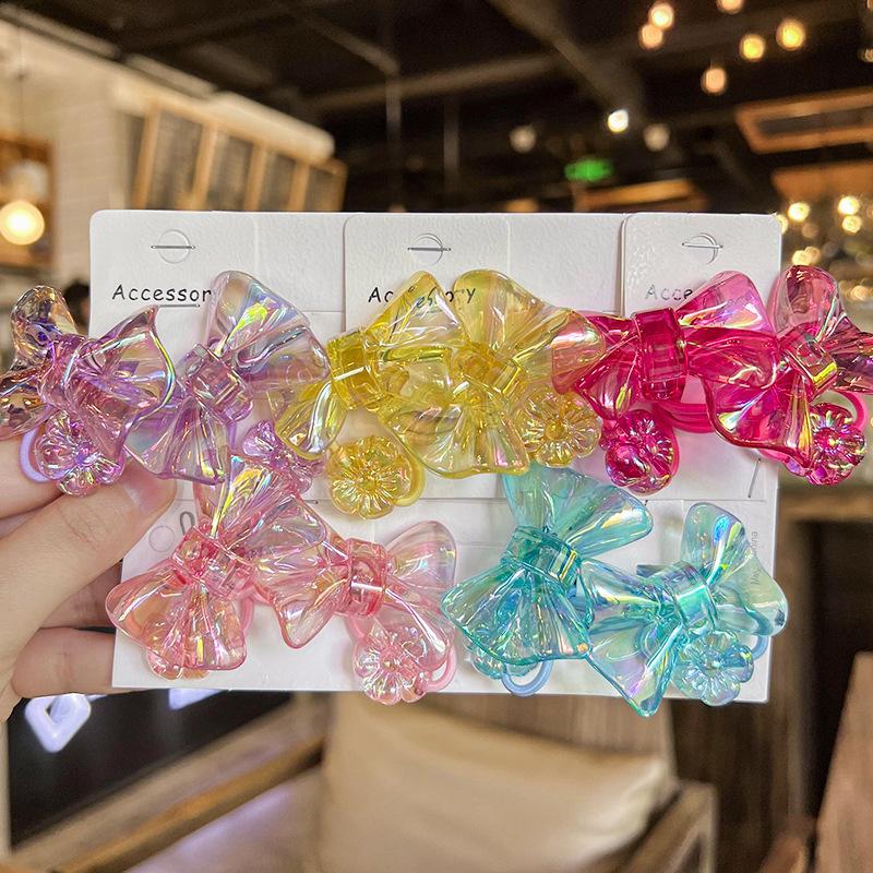 2PCS New Cute Transparent Color Princess Headwear Kids Elastic Hair Bands Children Hair Ropes Girls Hair Accessories