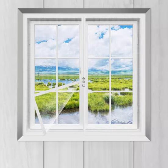 Набор для замены оконной сетки Защита от комаров Дизайн с крепежной лентой Легко установить Универсальный размер Сетка для окон своими руками с регулировкой