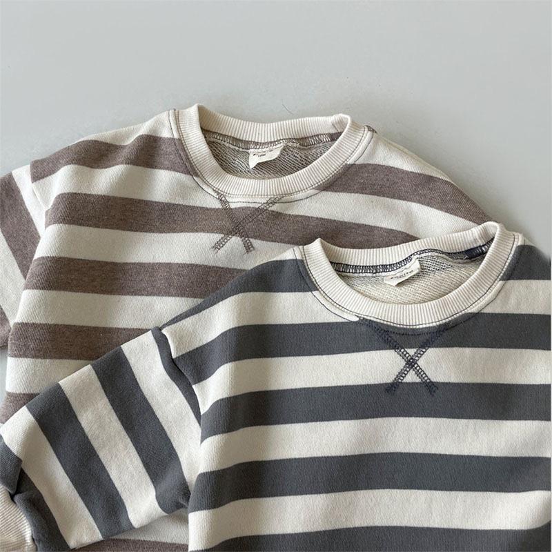 Корейский детский хлопковый полосатый свитер-комбинезон - унисекс, длинный комбинезон на весну/осень