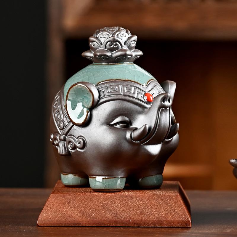 Скульптура «Статуя слона, приносящая удачу», керамика фэн-шуй, статуэтка, приносящая удачу, украшение для дома, украшение для полки автомобиля, офисный декор