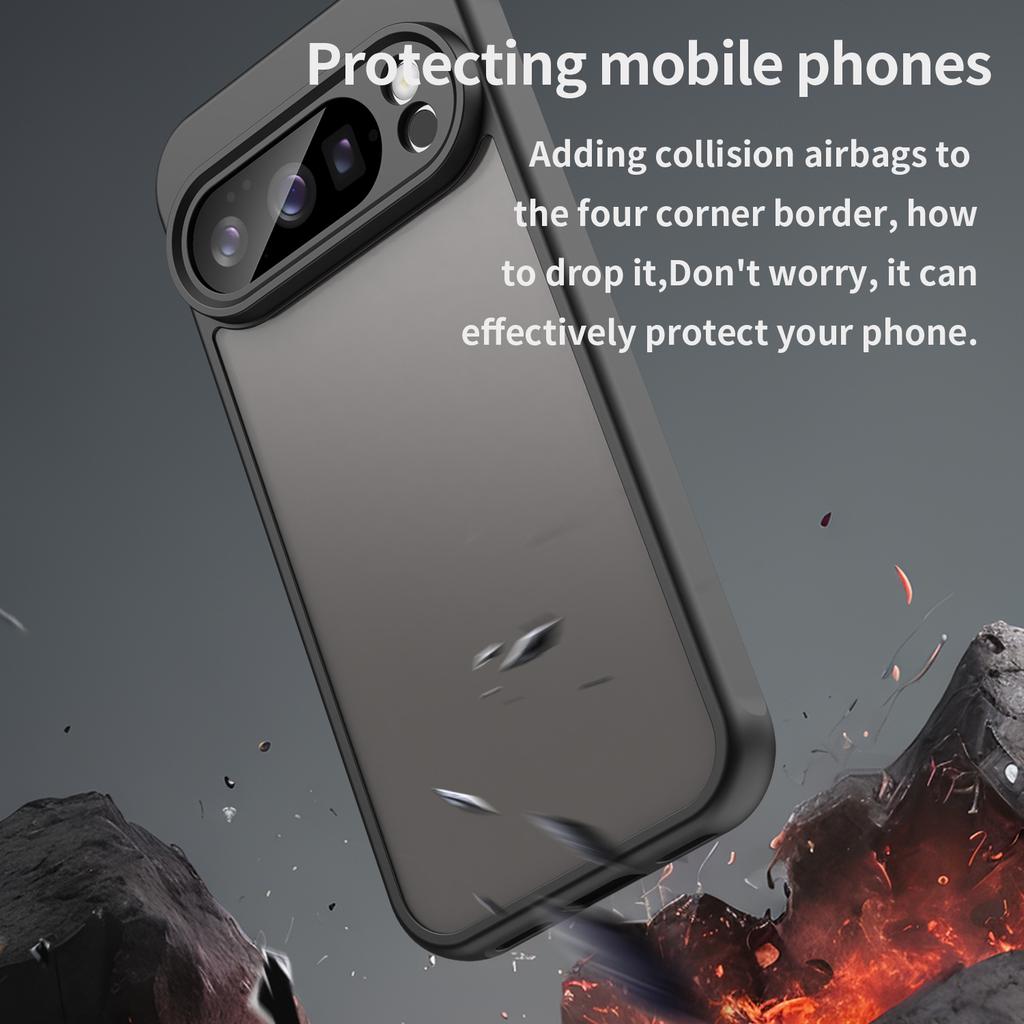 For Google Pixel 10 Pro Case Drop Proof Airbags Frosted Translucent PC+TPU Phone Back Cover