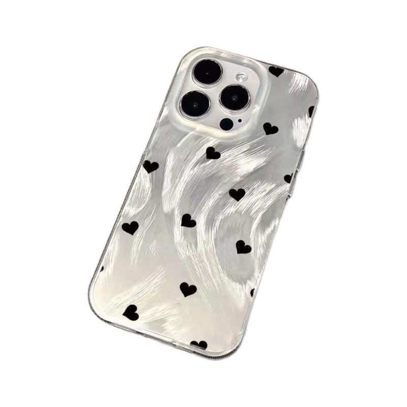 Черный чехол для iPhone 11 с пряжей из перьев 'любовь' 11 Apple 11promax нишевый 11 с большими отверстиями 11 противоударный 11 для женщин