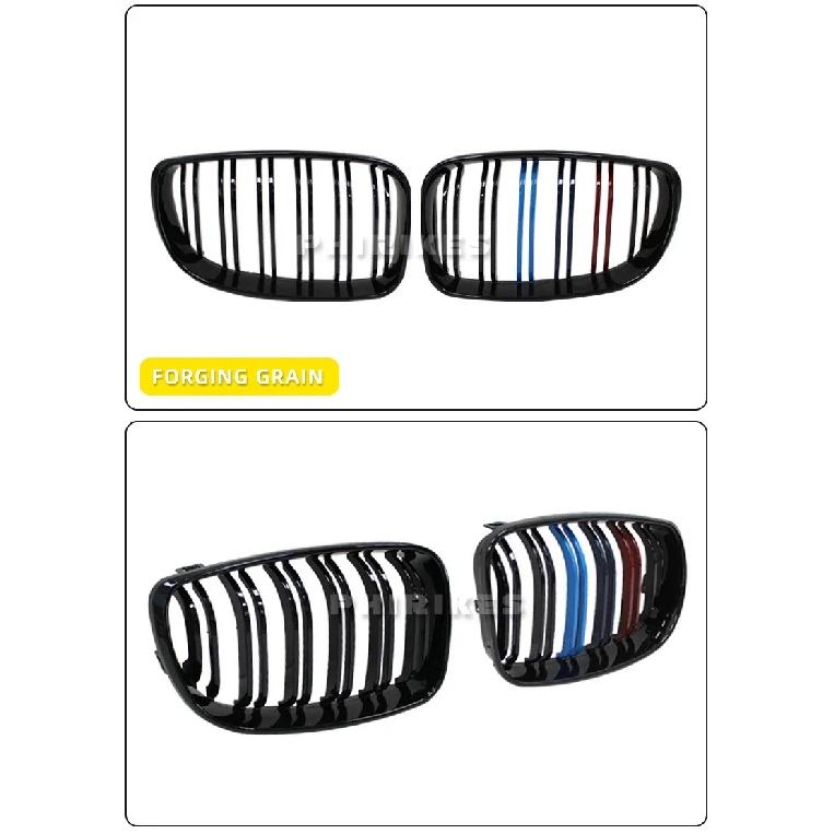 Для BMW E81 E87 E82 E88 128I 130I 135I Выбранные 07-11 Автомобиль Глянцевая Черная Решетка Радиатора Передняя Решетка-Почки Двойные Пластины Двойные Линии Решетки