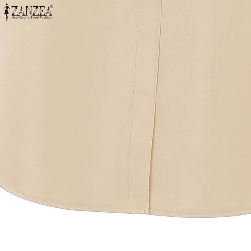 ZANZEA Женское повседневное платье-рубашка свободного кроя с рукавами 3/4 и отложным воротником, с вышивкой