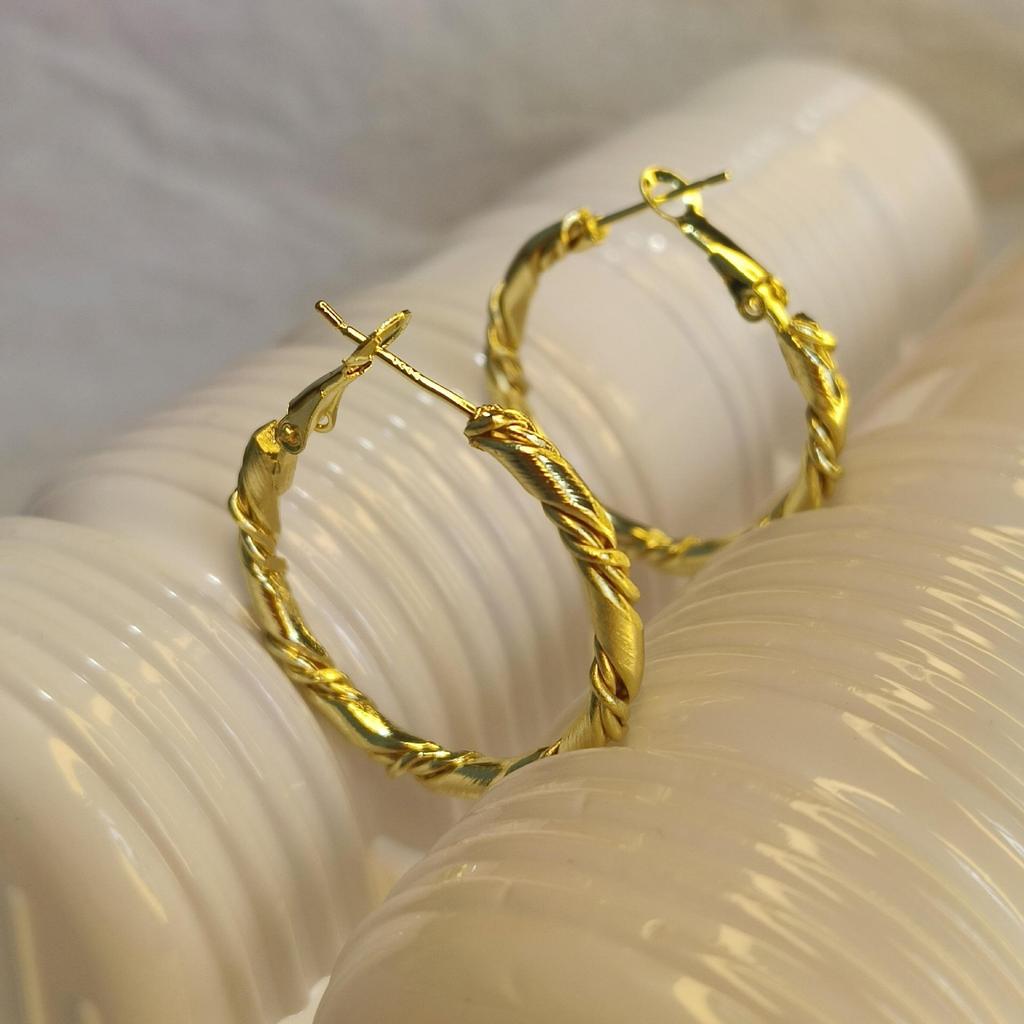 Elegant Twist Circle Earrings: Versatile Niche Design for Fashion-Forward Women.