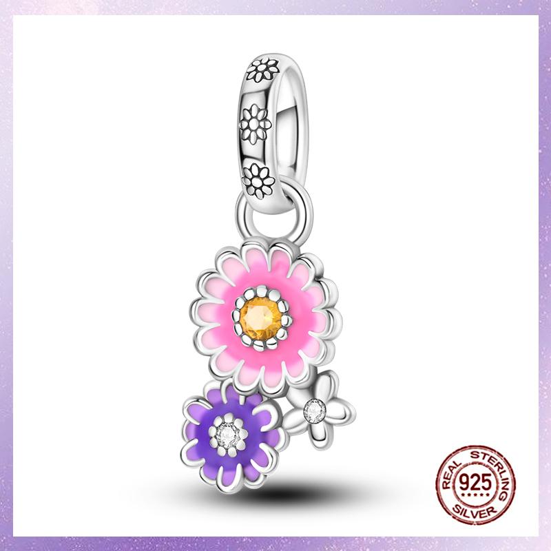 Фиолетовые Шармы Медный Fit Оригинальный Подвесной Браслет Бабочка Стекло Сердце Перо Клип Шарм Подвеска Светящаяся Бусина DIY Ювелирные Изделия