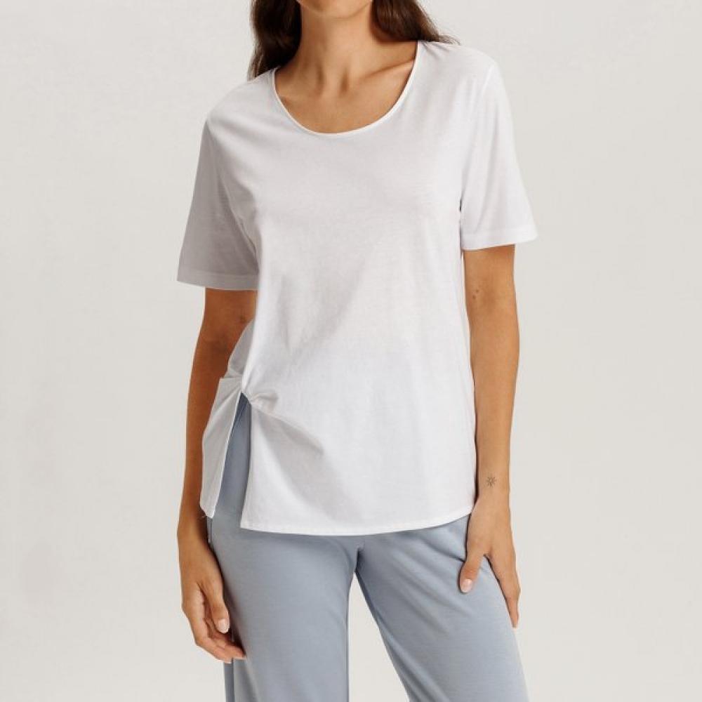 Hanro Хлопковый топ с круглым вырезом natuRal shiRt 78402 Белый Sea bReeze