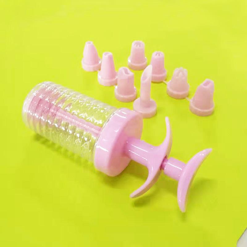 Инструменты для выпечки Пластиковая машина для украшения, набор из 8 насадок для украшения, 8-головочная доильная насадка, пистолет для украшения печенья оптом