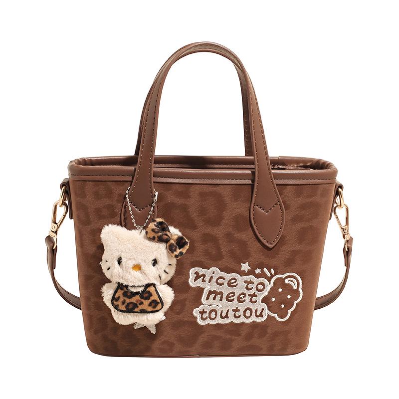 2025 Осень/Зима Ретро Леопардовый Принт Женская Универсальная Сумка-Ведро - Простая Повседневная Сумка Кроссбоди и На Плечо