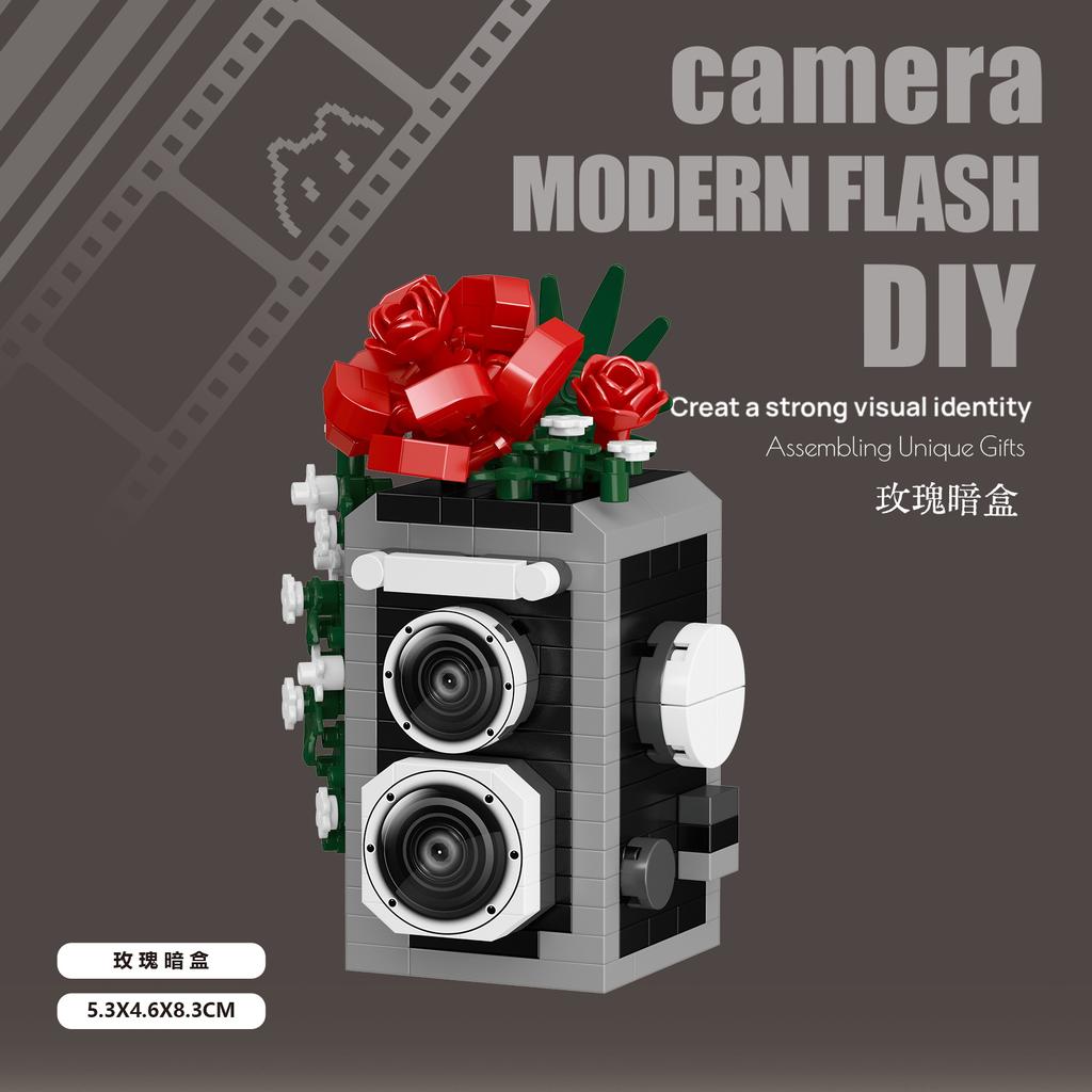 Creative Camera&Flowers Building Blocks DIY Toys Small Particle Bricks Assembly Puzzle Toys For Kids Gifts Sets