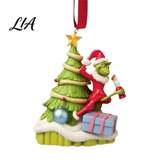Lightweight Seasonal Hanging Decor Green Elf Christmas Ornament, Flat Acrylic Tree Pendant Atmosphere Room Decoration for Car Mirror Backpack, Festive