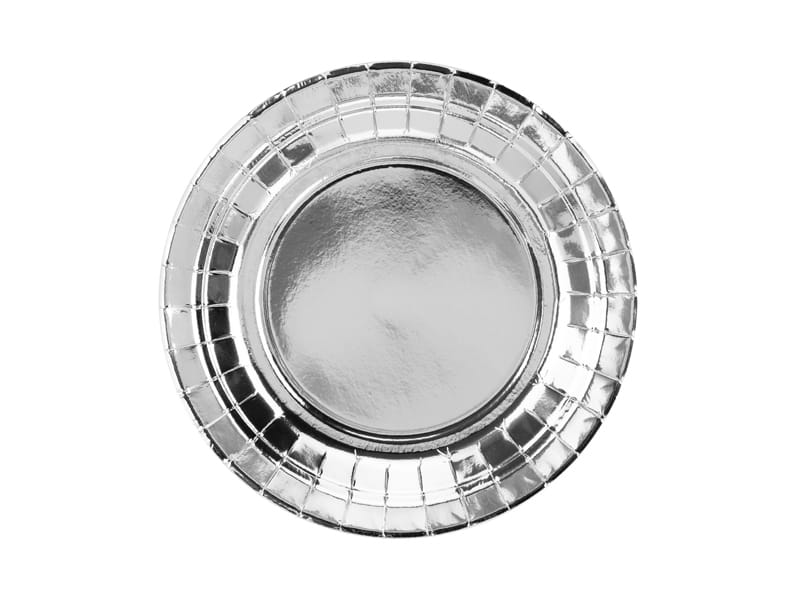 Partydeco Talerzyki Papierowe Srebrny 18Cm / 6 Szt