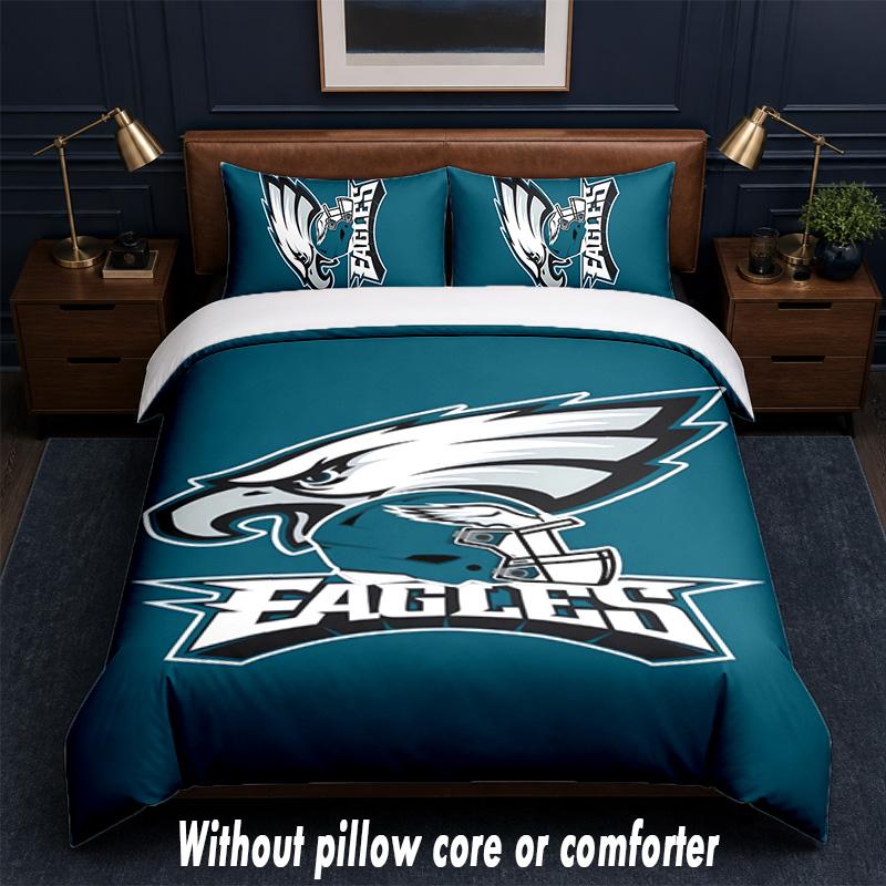 Дизайн Philadelphia Eagles Комплект постельного белья 1 пододеяльник + 2 наволочки Мягкое дышащее домашнее постельное белье
