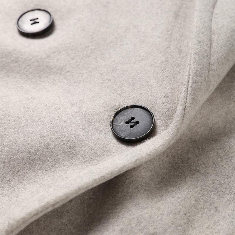 Женская мода шерстяная смесь теплое длинное пальто осень-зима свободный карман двубортный пиджак элегантное пальто с лацканами