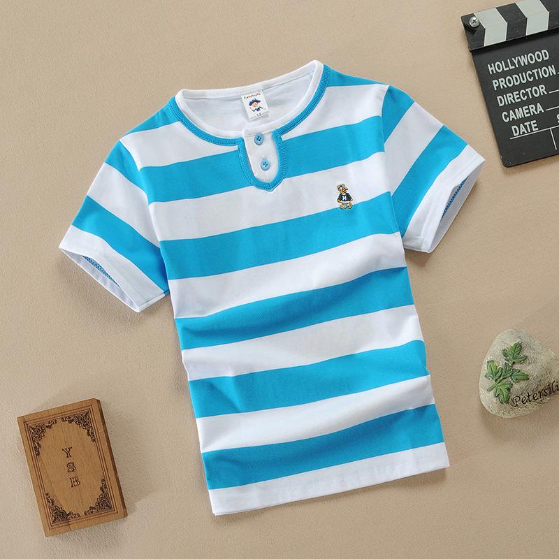 Новая летняя футболка с короткими рукавами, футболка-поло из чистого хлопка для детей от 1 до 13 лет, хлопковые топы с лацканами для детей среднего и старшего возраста, разноцветные