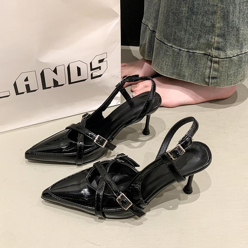 Туфли с острым носком и высоким каблуком с чувством дизайна и элегантности 2025, туфли с закрытым носком и открытым каблуком, модные тонкие каблуки и сексуальные босоножки