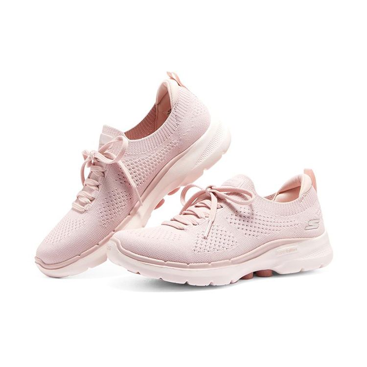 Skechers Go Walk 6 Тканевые Спортивные Удобные Низкие Повседневные Кроссовки Женские Светло-Розовые 894117-LTPK