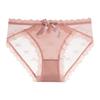 "Low Waist French Lace Satin Mesh Transparent White Panties for Women"