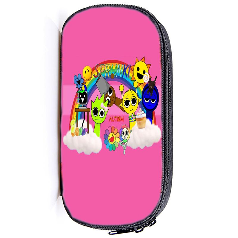 Сумка для хранения ручек Sprunki Incredibox Пенал для детей Многофункциональные косметические принадлежности для учебы Простые канцелярские принадлежности для мальчиков и девочек