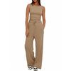 QICED Women's Summer Spring Fashion Casual Sleeveless O-Neck Pants Suits Casual Chic
