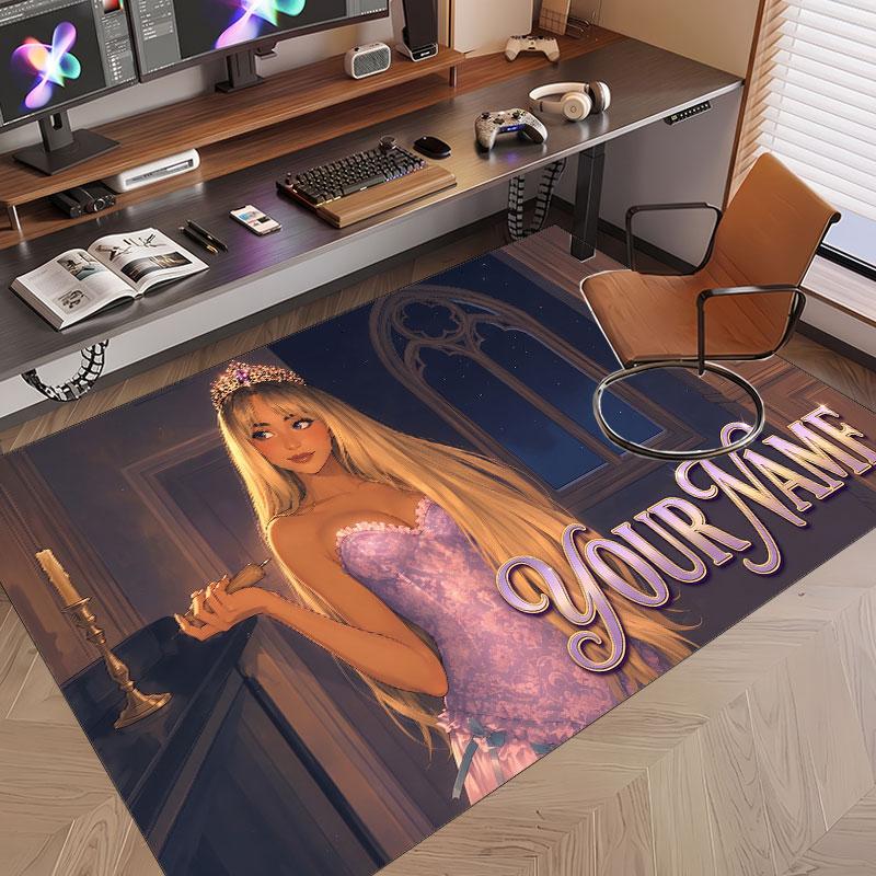 Custom Name Crystal Velvet Rug,Sabrina Carpenter Comfortable Anti Slip Floor Mat For Room Decoration