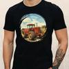 Унисекс Классическая Хлопковая Футболка с Мотивом Трактора Размеры от XS до 5XL