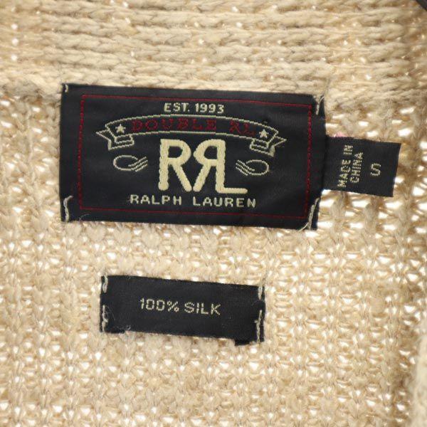 RRL 1 звезда 100% шелк Кардиган вязаный с V-образным вырезом и длинными рукавами S бежевый Мужской Б/у