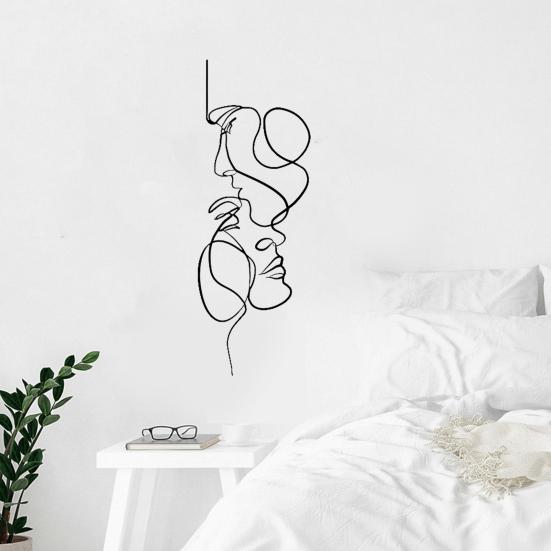 Wall Ornament Minimalist 3D Face Line Art Silhouette Wall Hanging Iron Abstract Craft for Home Decoration