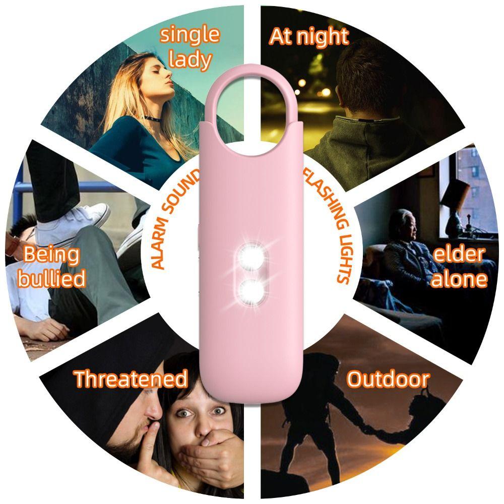 Rechargeable Personal Self Defense Alarm with Dual LED Light Safety Siren for Women Girls