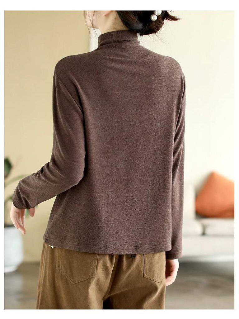 Женская универсальная вельветовая рубашка пэчворк с полувысоким воротником - Осень/Зима 2025