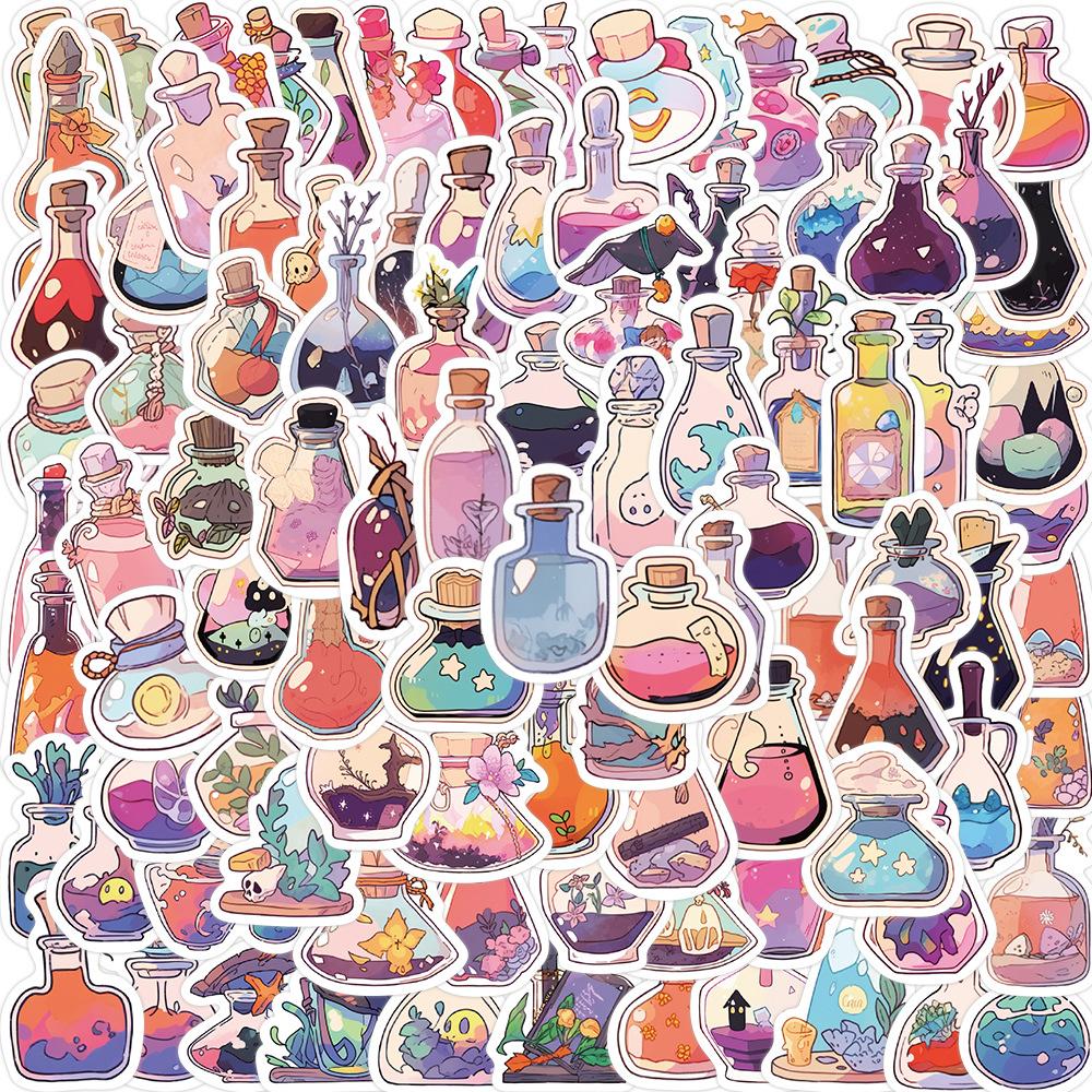 100 шт./компл. волшебная бутылка художественные мини-наклейки DIY модные смешанные водонепроницаемые наклейки-каракули