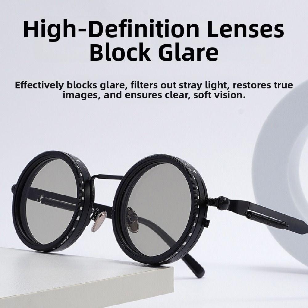 Round Anti-UV Sunglasses 9 Level Dimming Anti-UV Glasses Clarity Fishing Sunglasses  Fishing