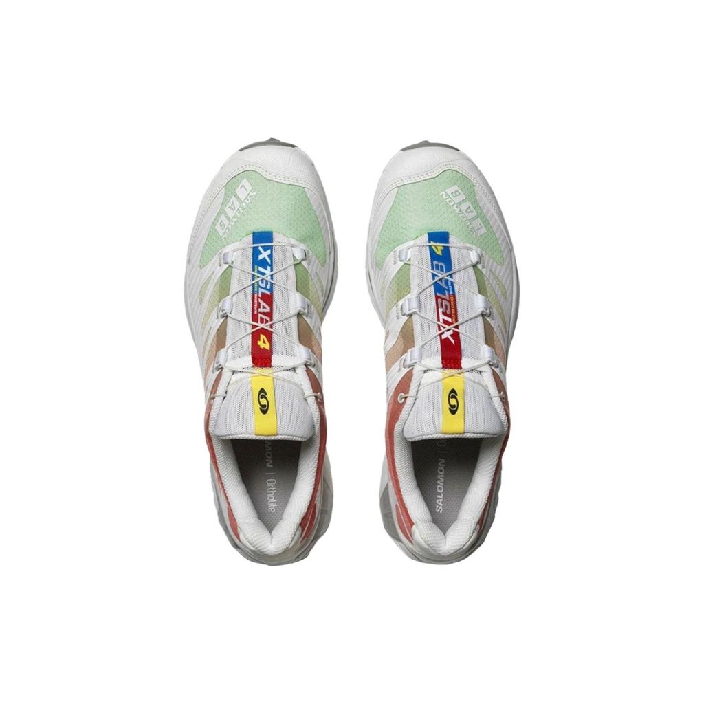 Salomon XT-4 Green Ash-Coral Round Toe Lace-Up Shock Absorbing Non-Slip Low-Top Outdoor Functional Shoes Unisex Shoes White Red 472999