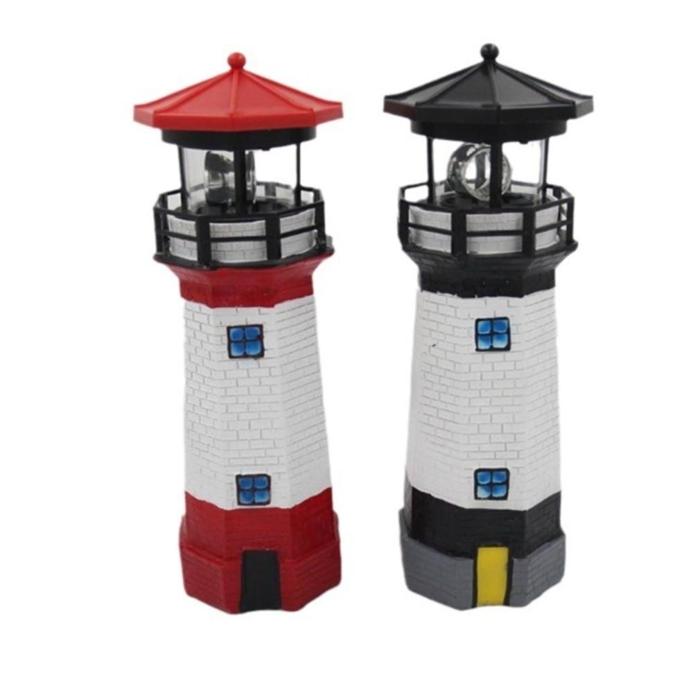 Solar Powered LED Lighthouse Lamp Rotating Beam Lantern Lighthouse  Courtyard Decoration
