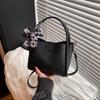 Minimalist Pu Leather Bucket Bag Solid Color Women 's Handbag Casual Crossbody Bag  Women