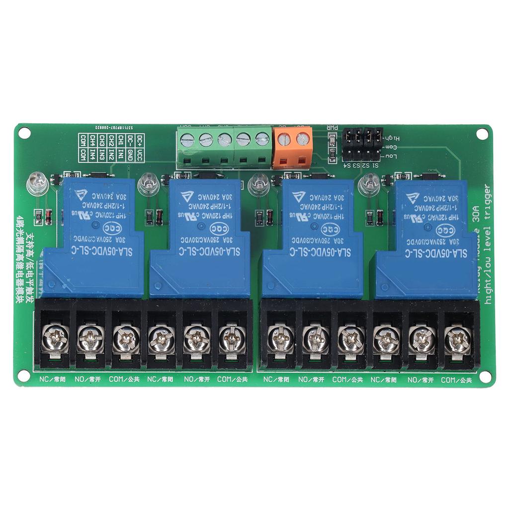 Relay Module 4 Channel 30A High Low Level Current Relay Module with Isolation Optocoupleur5V