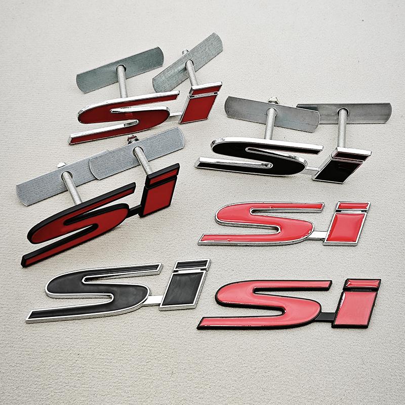 3D Metal Car Styling SI Logo Badge Chrome Sticker Front Grille Emblem For Honda Civic Accord Etc Automobile Accessories akp256
